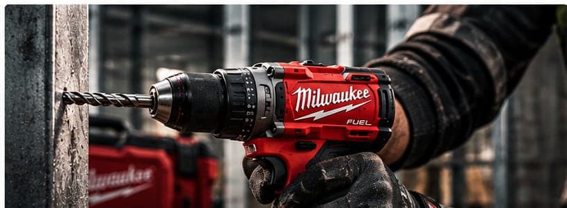 Milwaukee cordless drill in use